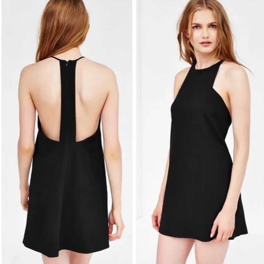 Silence + Noise high neck black mini dress with open back